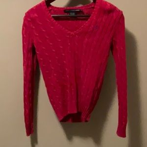 Ralph Lauren Sport Cable Knit V-Neck Knit Sweater